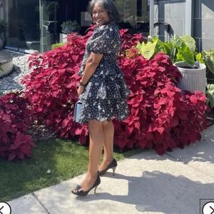 Women's Floral Print Short Sleeve Tiered Dress - Sandy Liang x Target Black